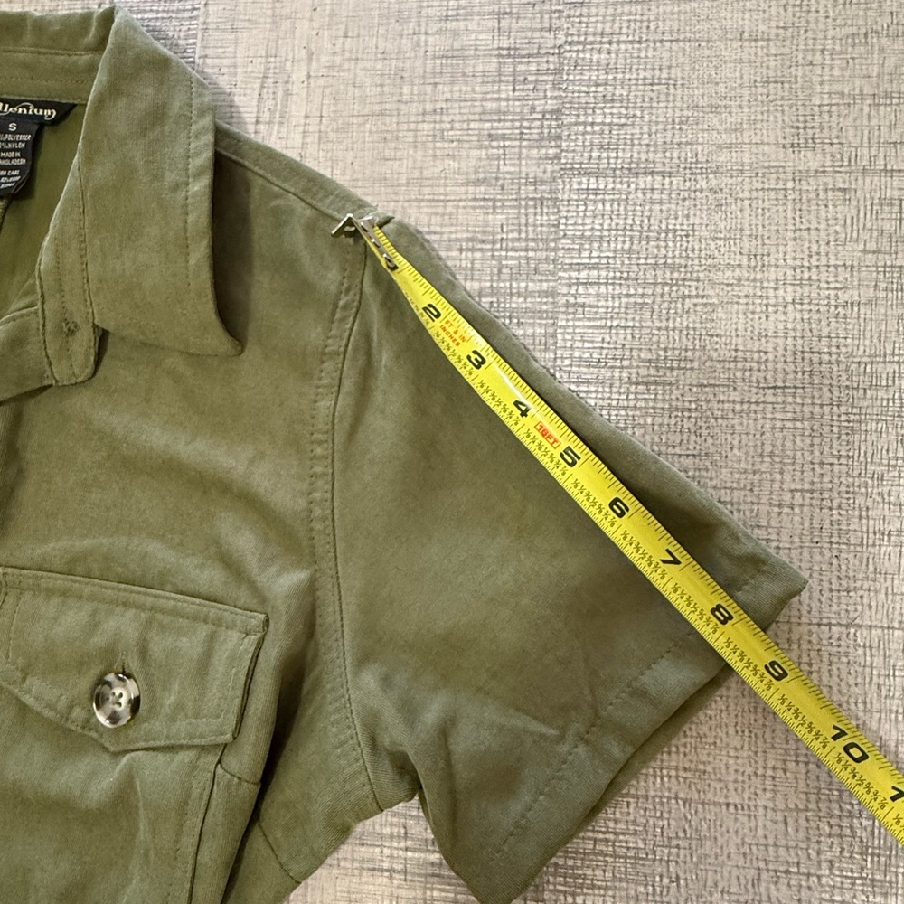 Millenium Olive Button Front Utility Midi Shirt D… - image 7